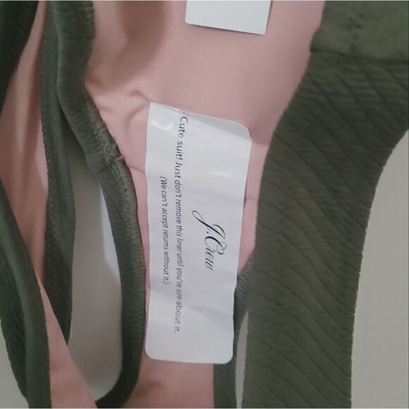 New J.Crew Textured Curved-Waist Cheeky Bikini Bottom in Green Size Medium NWT - Picture 6 of 8
